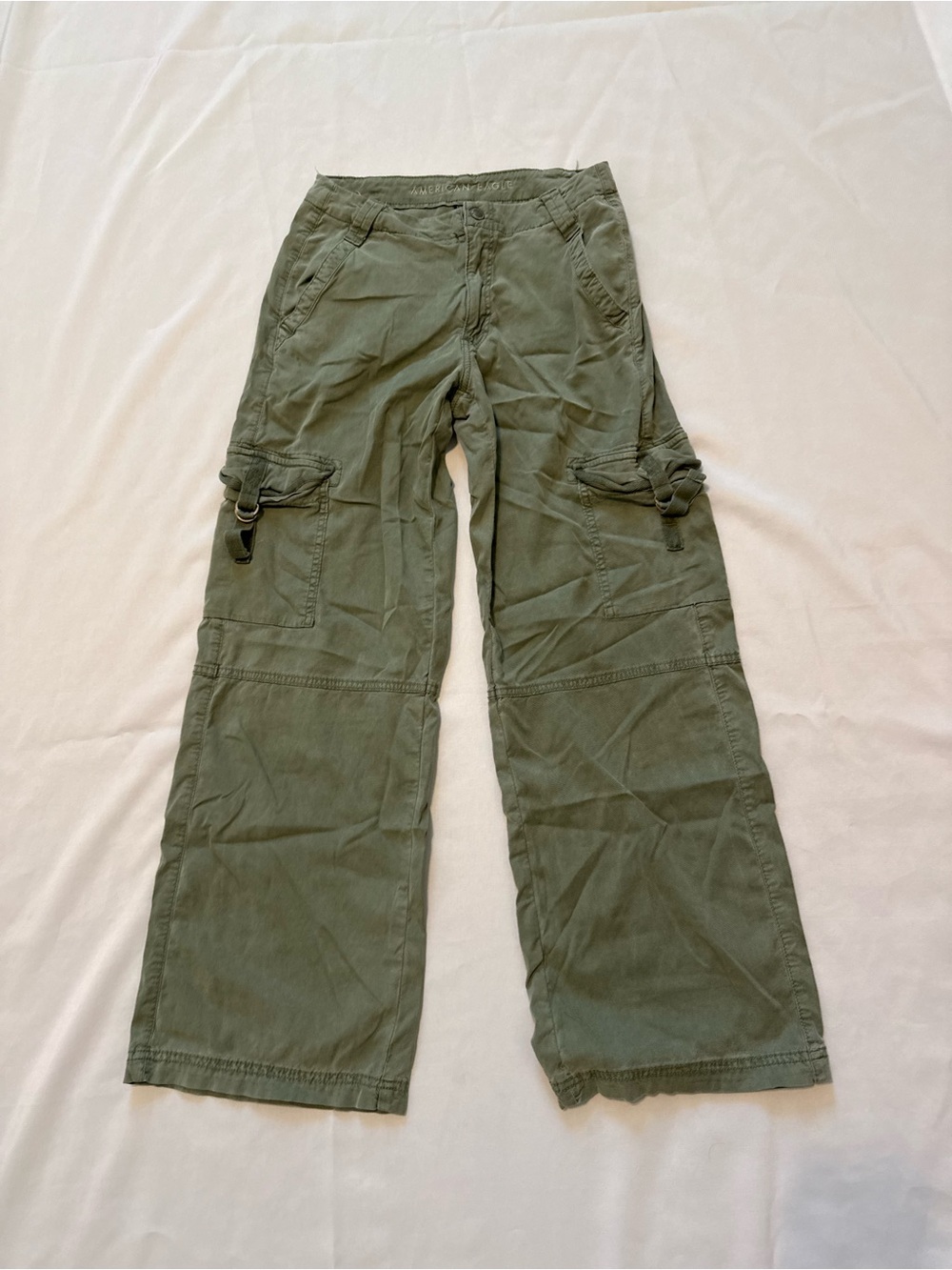 American Eagle stretch super high rise baggy wide leg cargo pants